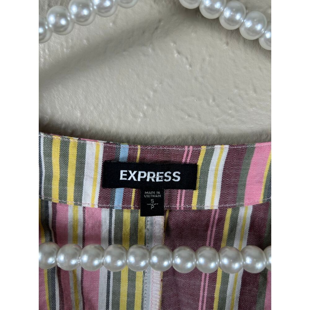 Express Size Small Dress Lightweight Cotton Preppy Spring Colorful Stripe Summer - Picture 3 of 9